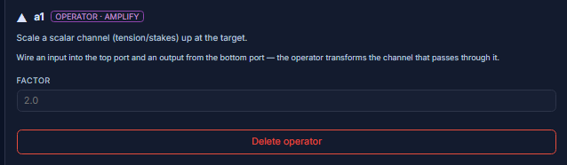 The AMPLIFY parameter editor in the StoryGraph inspector