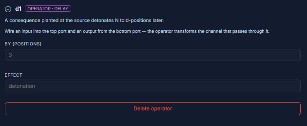 The DELAY parameter editor in the StoryGraph inspector