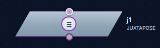 The JUXTAPOSE node as it appears on the StoryGraph canvas