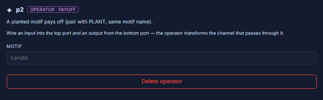 The PAYOFF parameter editor in the StoryGraph inspector