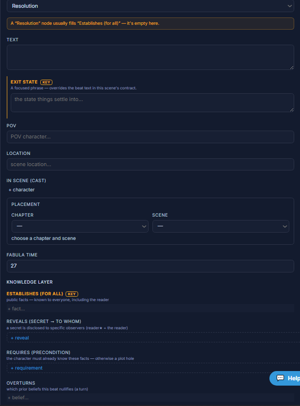 The Resolution parameter editor in the StoryGraph inspector
