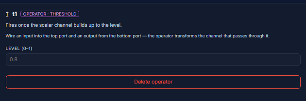 The THRESHOLD parameter editor in the StoryGraph inspector